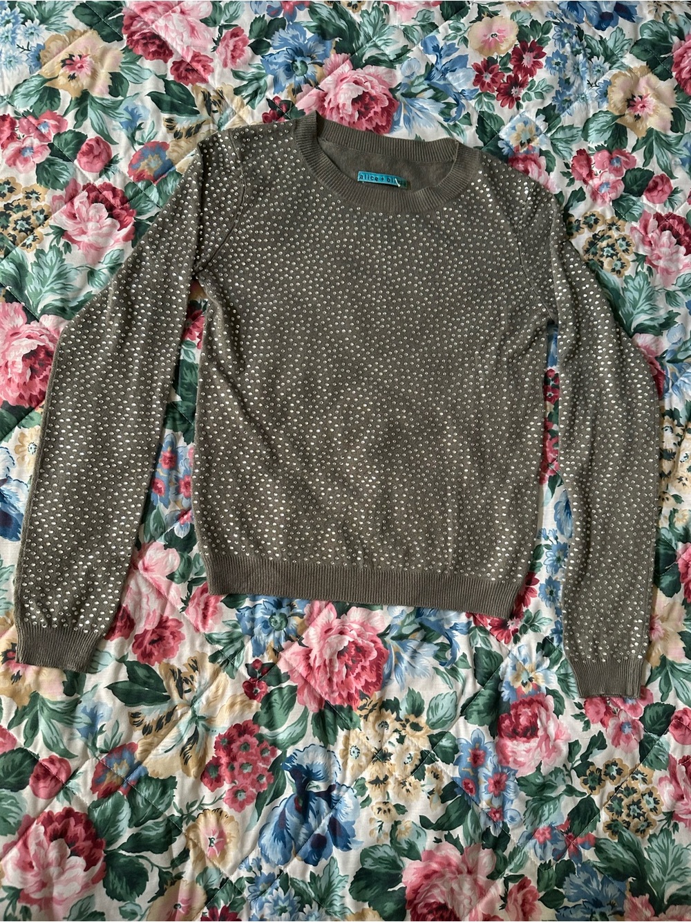 Alice + Olivia Grey Sequence Sweater